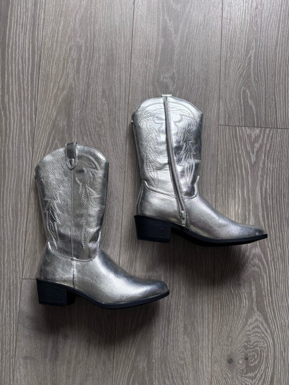 Madden NYC Metallic Silver Western Mid-Calf Boots Women 5 festival Nashville